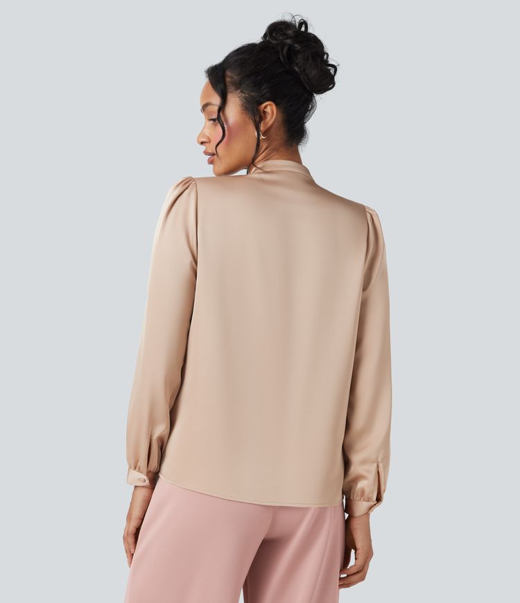 Arbeitshemd mit langen Ärmeln und Bindeband vorne