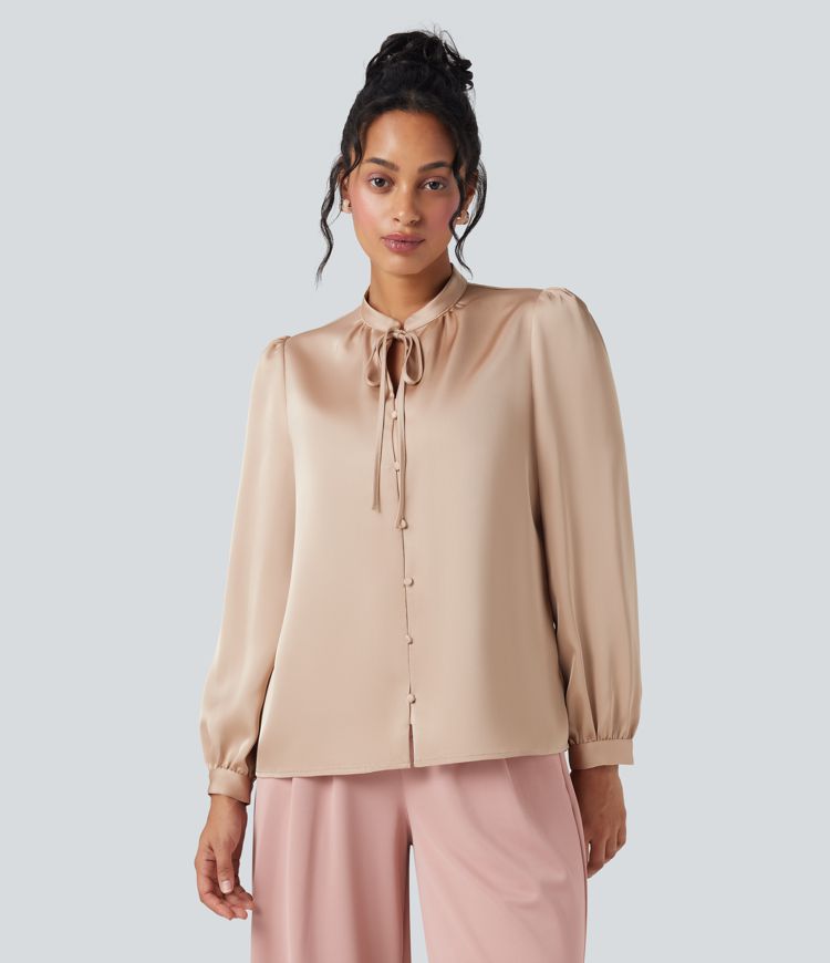 Arbeitshemd mit langen Ärmeln und Bindeband vorne