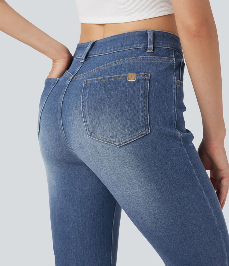 Halara Flex™ - Lässige Slim-Jeans mit hohem V-förmigem Bund und mehreren Taschen