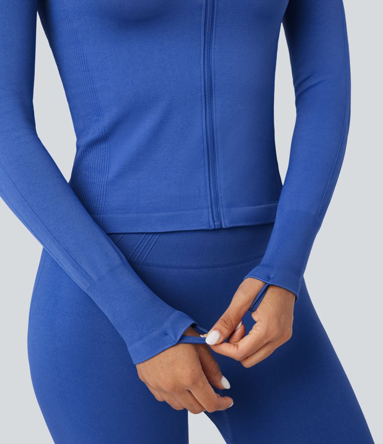 OneForm Seamless Flow Stand Collar Long Sleeve Thumb Hole Yoga Jacket