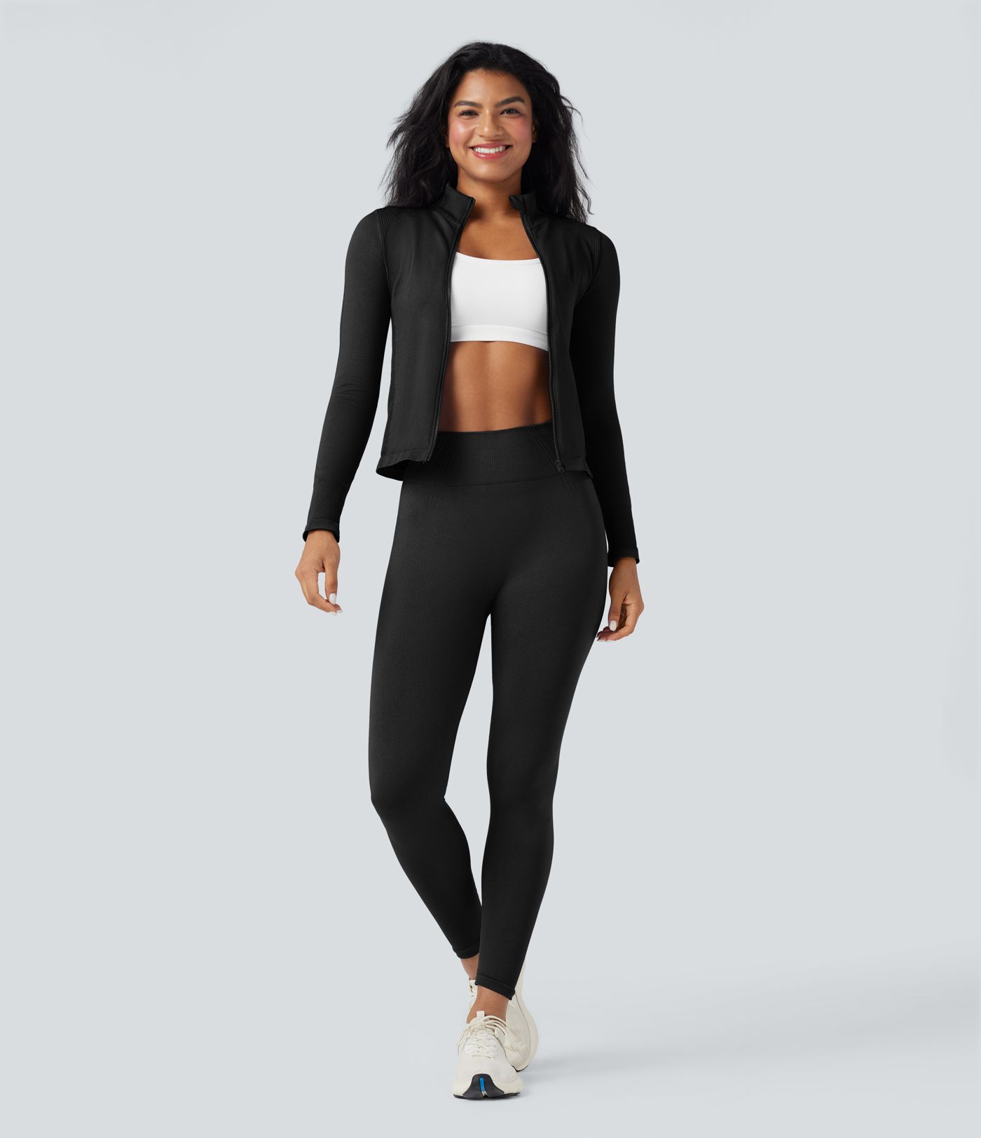 OneForm Seamless Flow Stand Collar Long Sleeve Thumb Hole Yoga Jacket