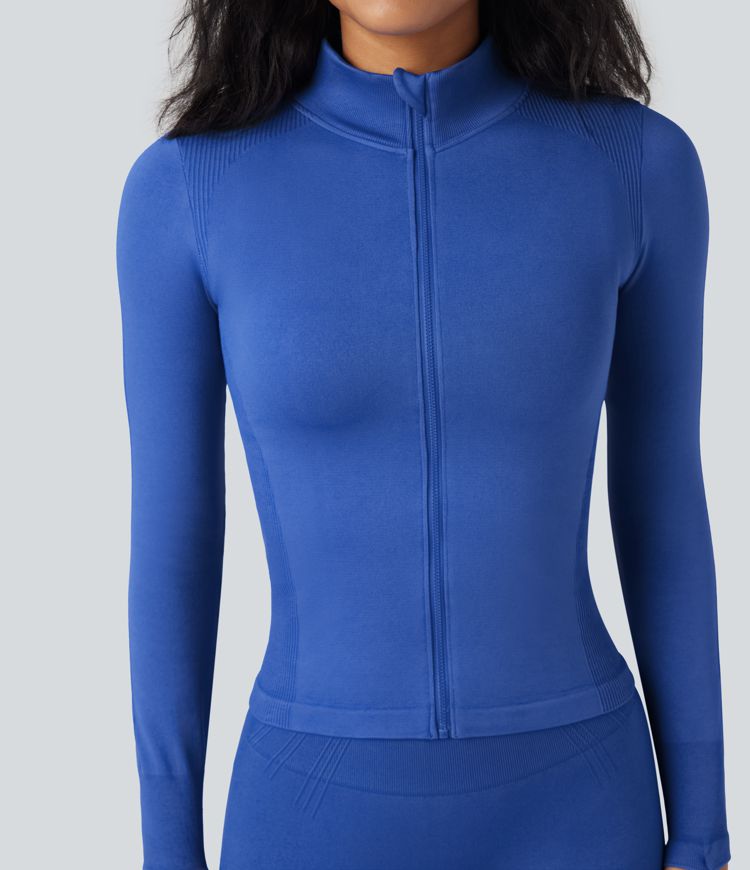 OneForm Seamless Flow Stand Collar Long Sleeve Thumb Hole Yoga Jacket