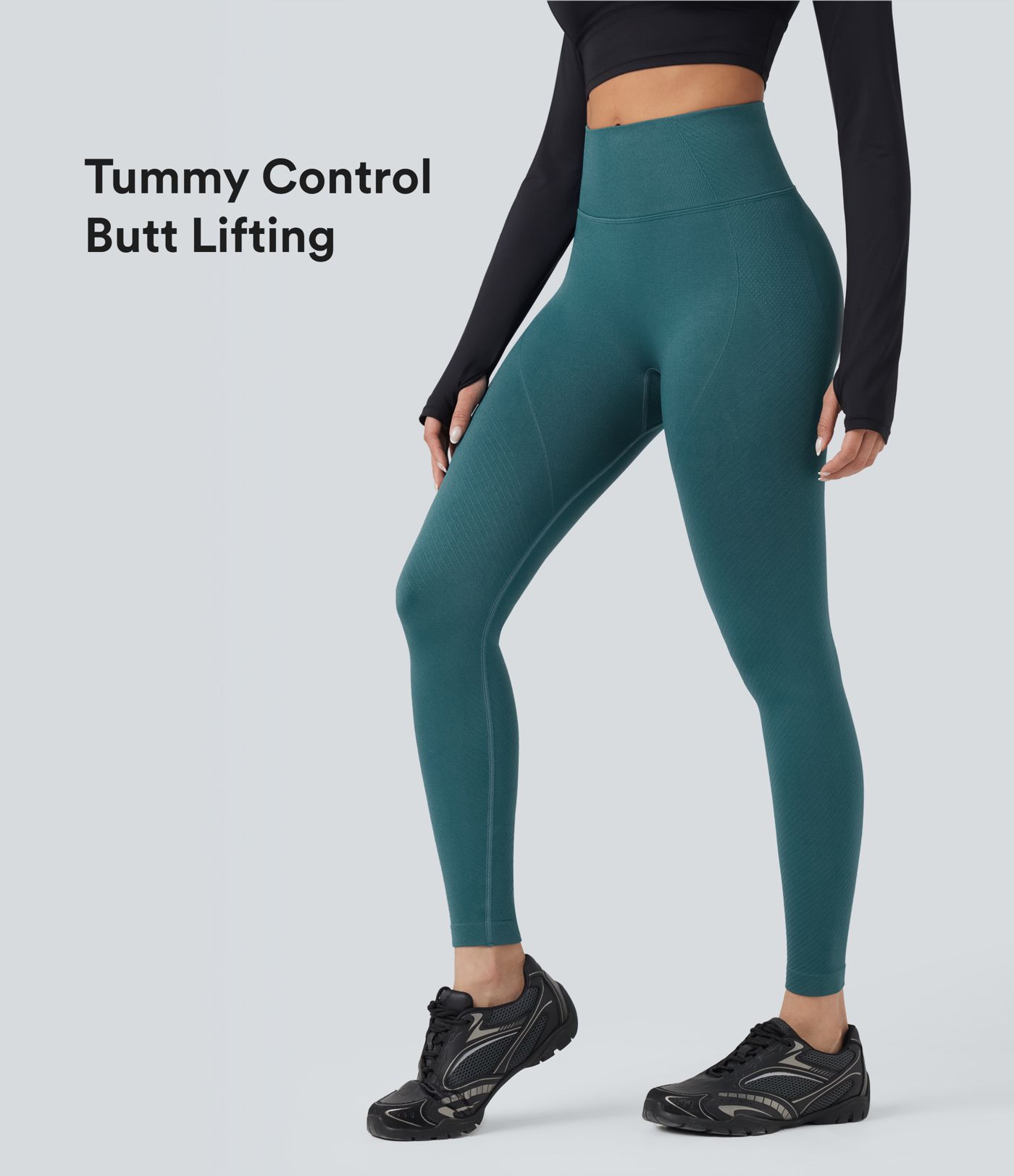 Leggings de yoga de tiro alto fluido sin costuras con control de abdomen y push-up levanta glúteos en longitud 7/8