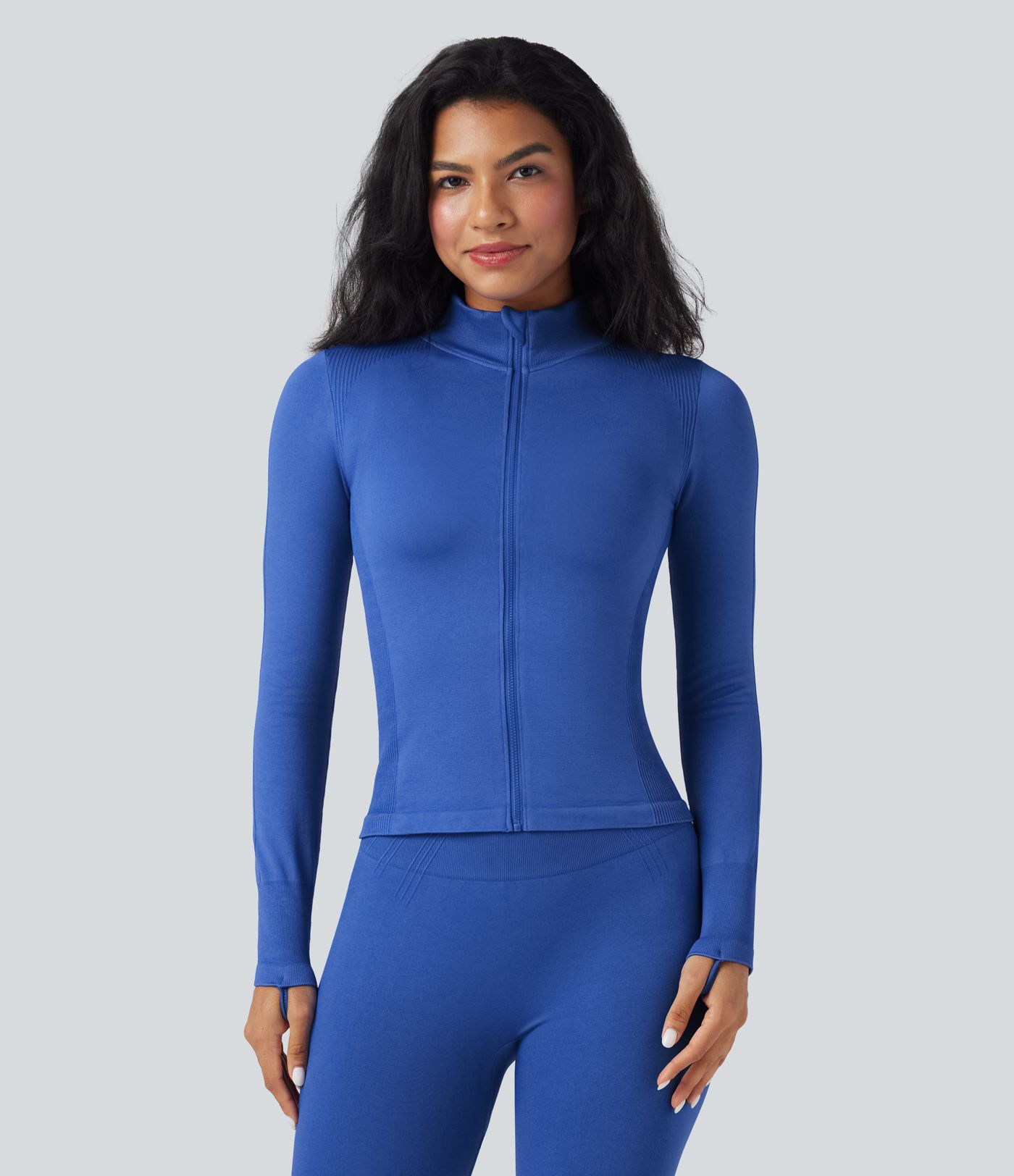 OneForm Seamless Flow Stand Collar Long Sleeve Thumb Hole Yoga Jacket