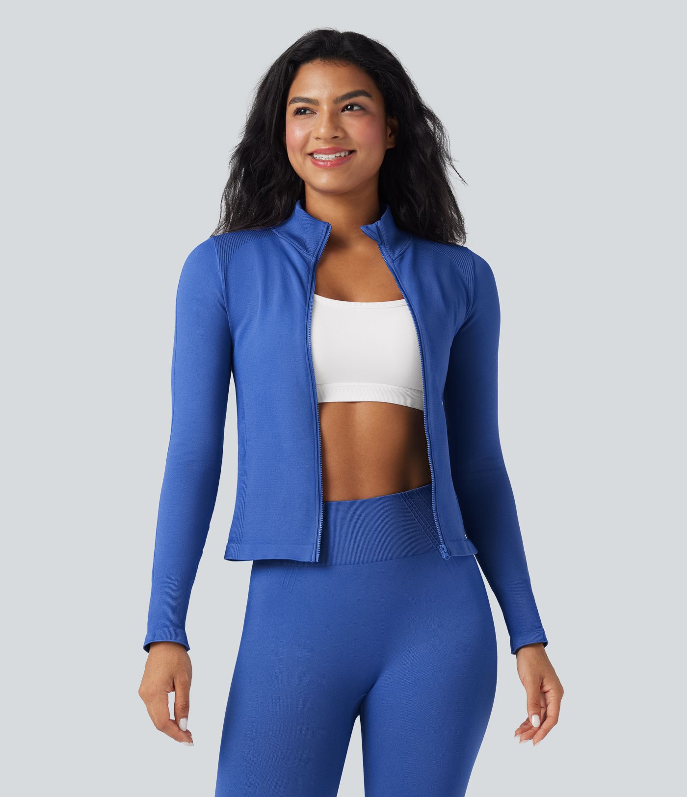 OneForm Seamless Flow Stand Collar Long Sleeve Thumb Hole Yoga Jacket