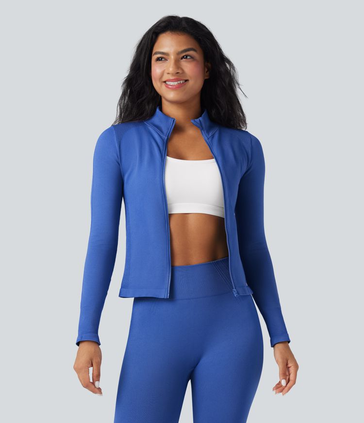 OneForm Seamless Flow Stand Collar Long Sleeve Thumb Hole Yoga Jacket