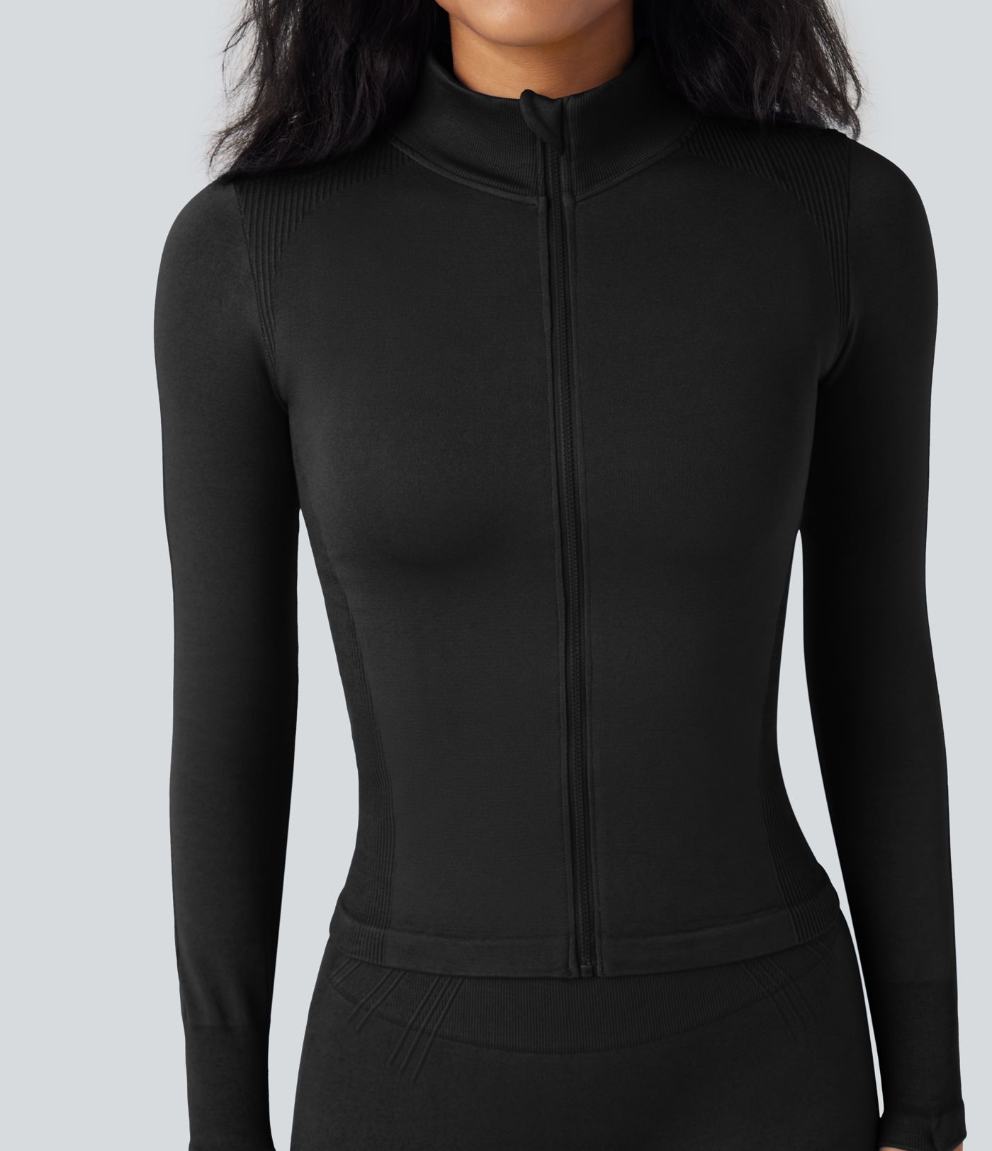 OneForm Seamless Flow Stand Collar Long Sleeve Thumb Hole Yoga Jacket