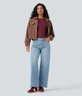 Halara HeatCore Round Neck Long Sleeve Thumb Holes Slim Casual Warming Top