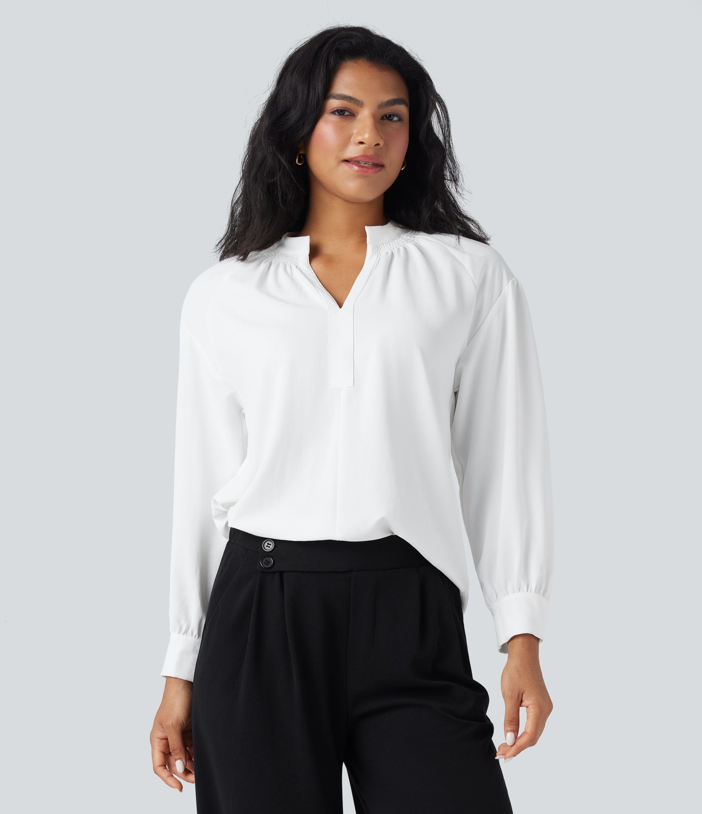 V Neck Long Sleeve Work Shirt