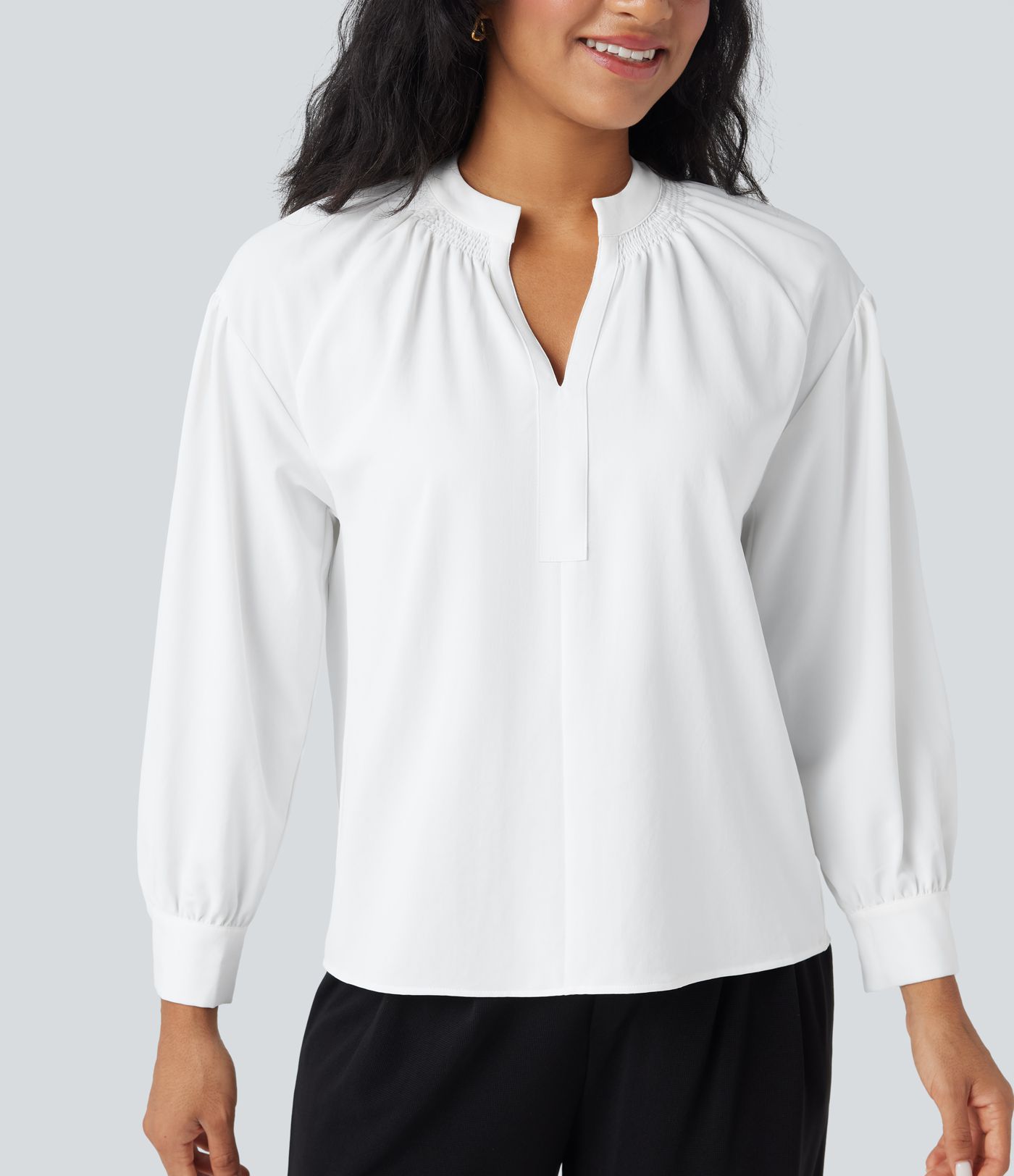V Neck Long Sleeve Work Shirt