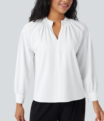 V Neck Long Sleeve Work Shirt