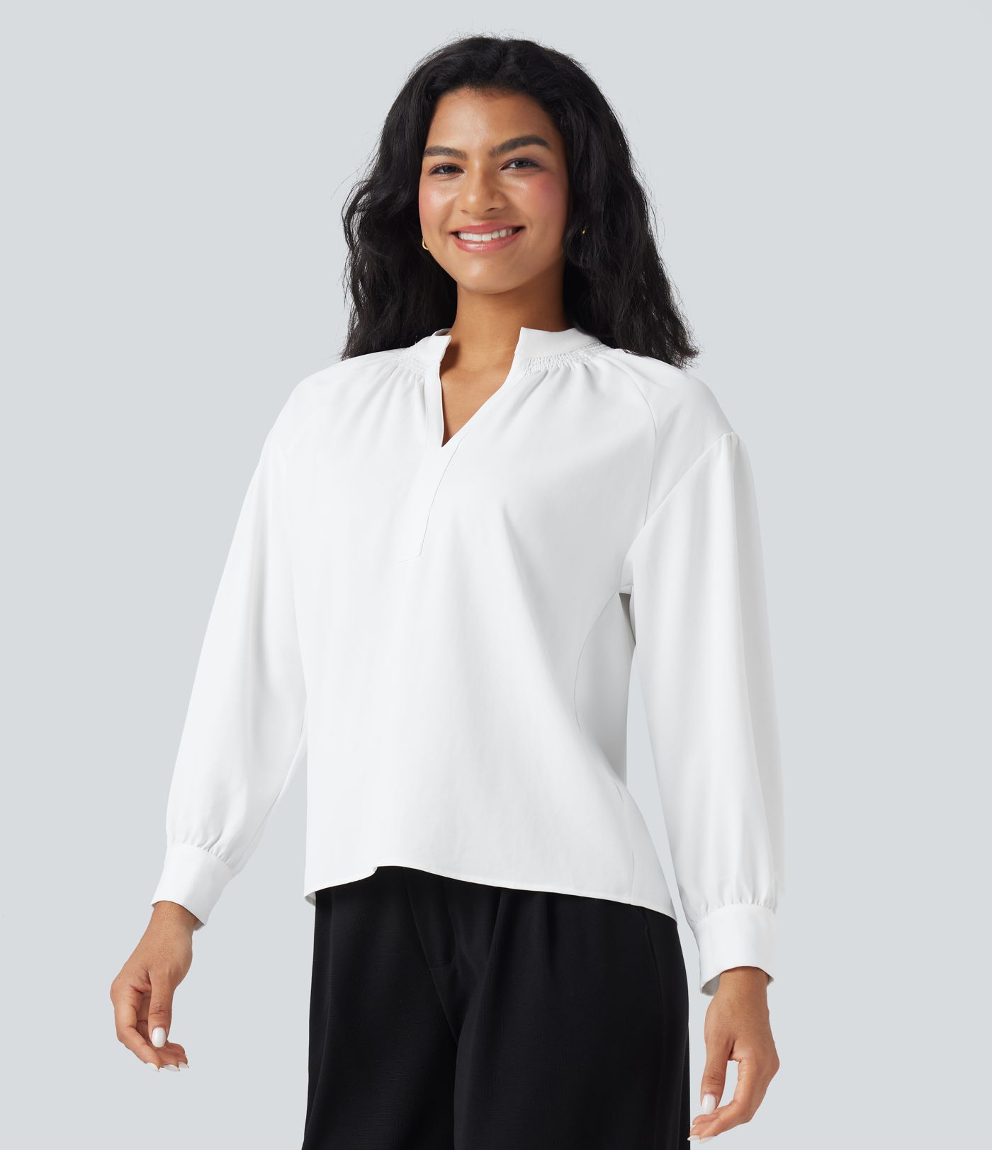 V Neck Long Sleeve Work Shirt