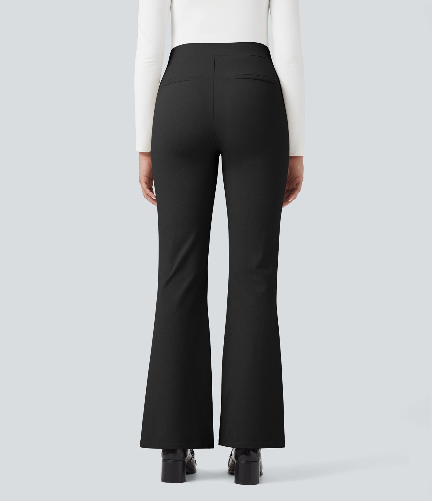 Pantalon de travail évasé Halara Flex™ à taille haute avec contrôle du ventre et poches, motif chevrons