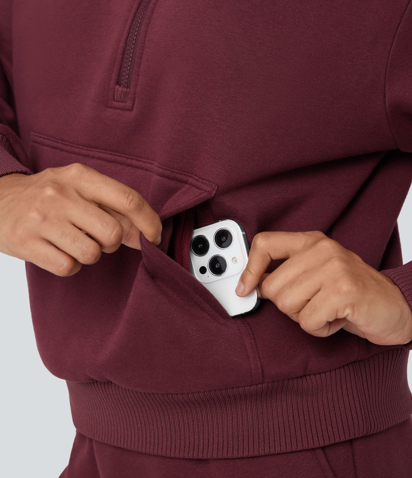 Half Zipper Fleece Relaxed Casual Sweatshirt with Pockets