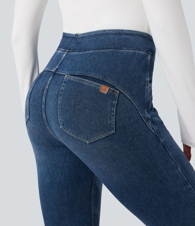 Halara Flex™ hétköznapi, magas derekú, farmerhatású leggings zsebekkel