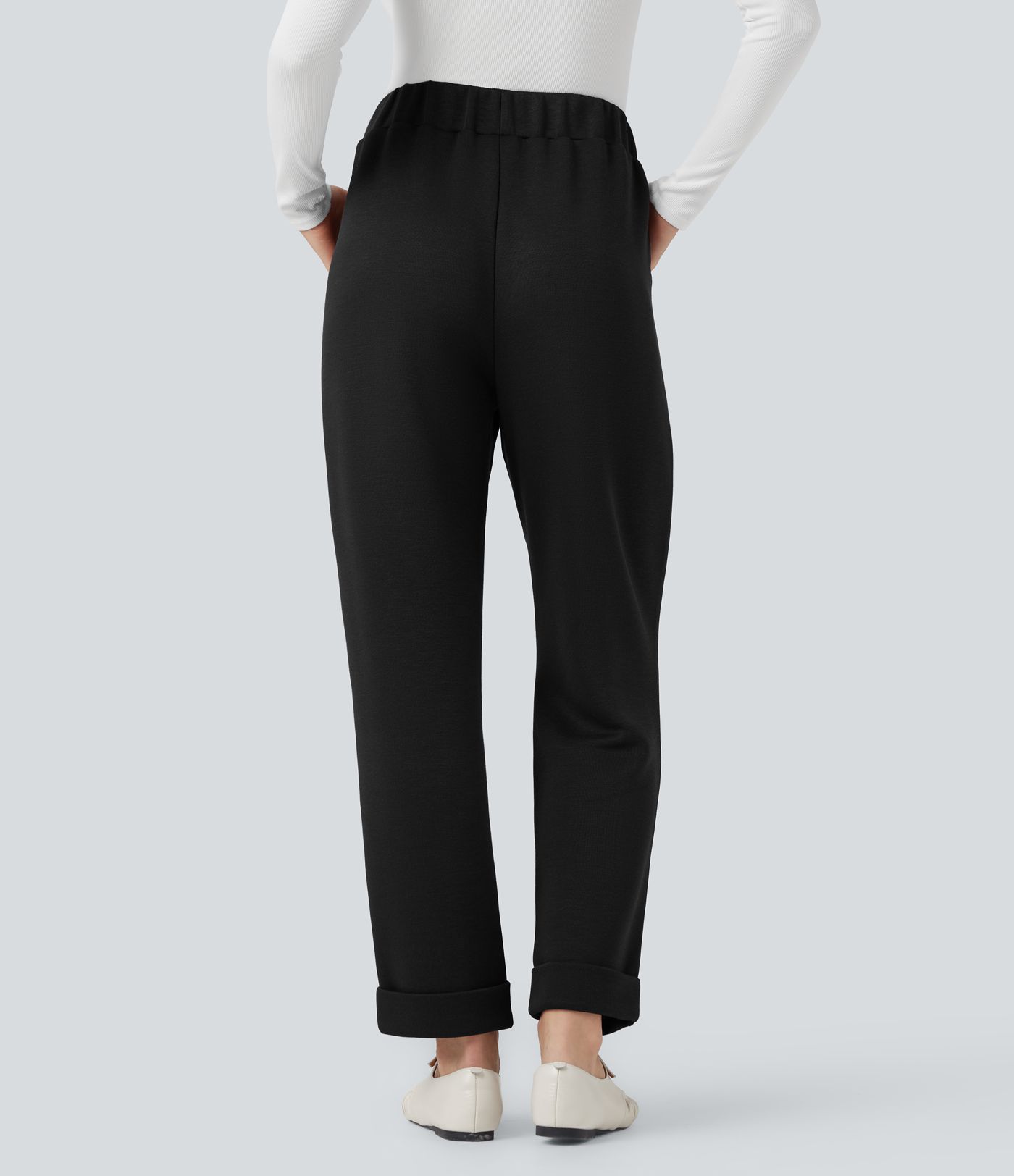 SpacerTek™ High Waisted Tapered Casual Pants with Pockets