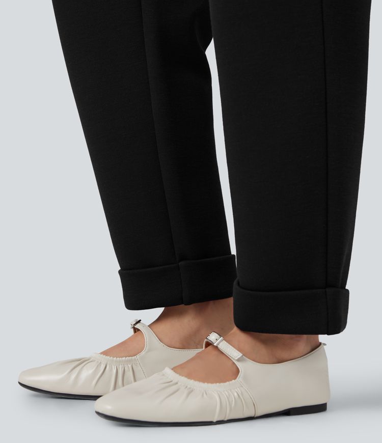 SpacerTek™ High Waisted Tapered Casual Pants with Pockets