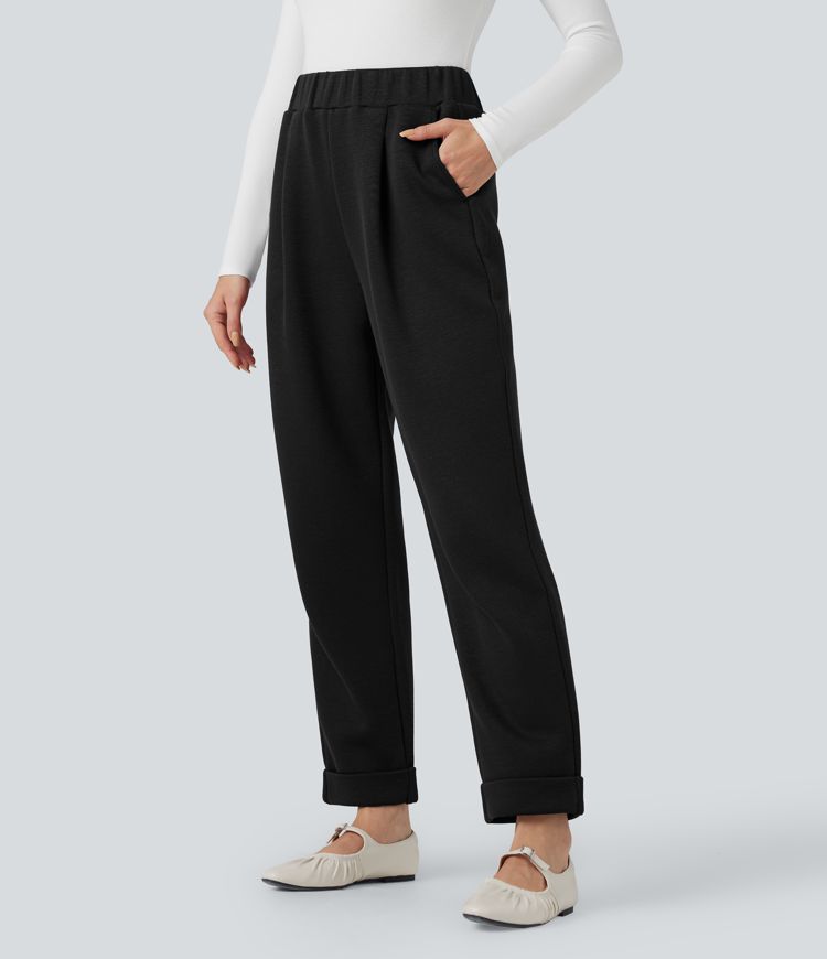 SpacerTek™ High Waisted Tapered Casual Pants with Pockets