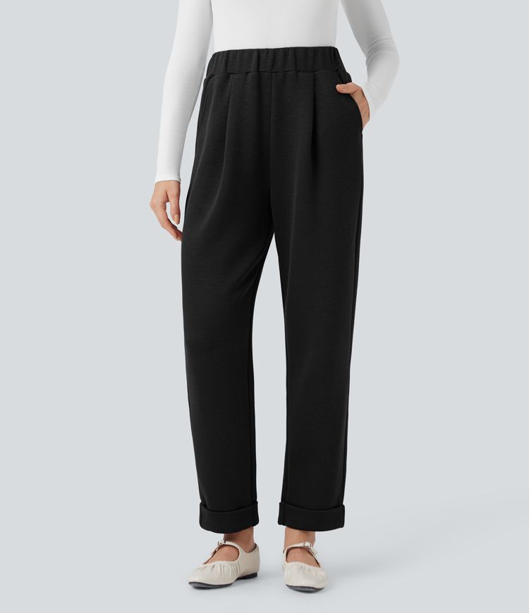 SpacerTek™ High Waisted Tapered Casual Pants with Pockets