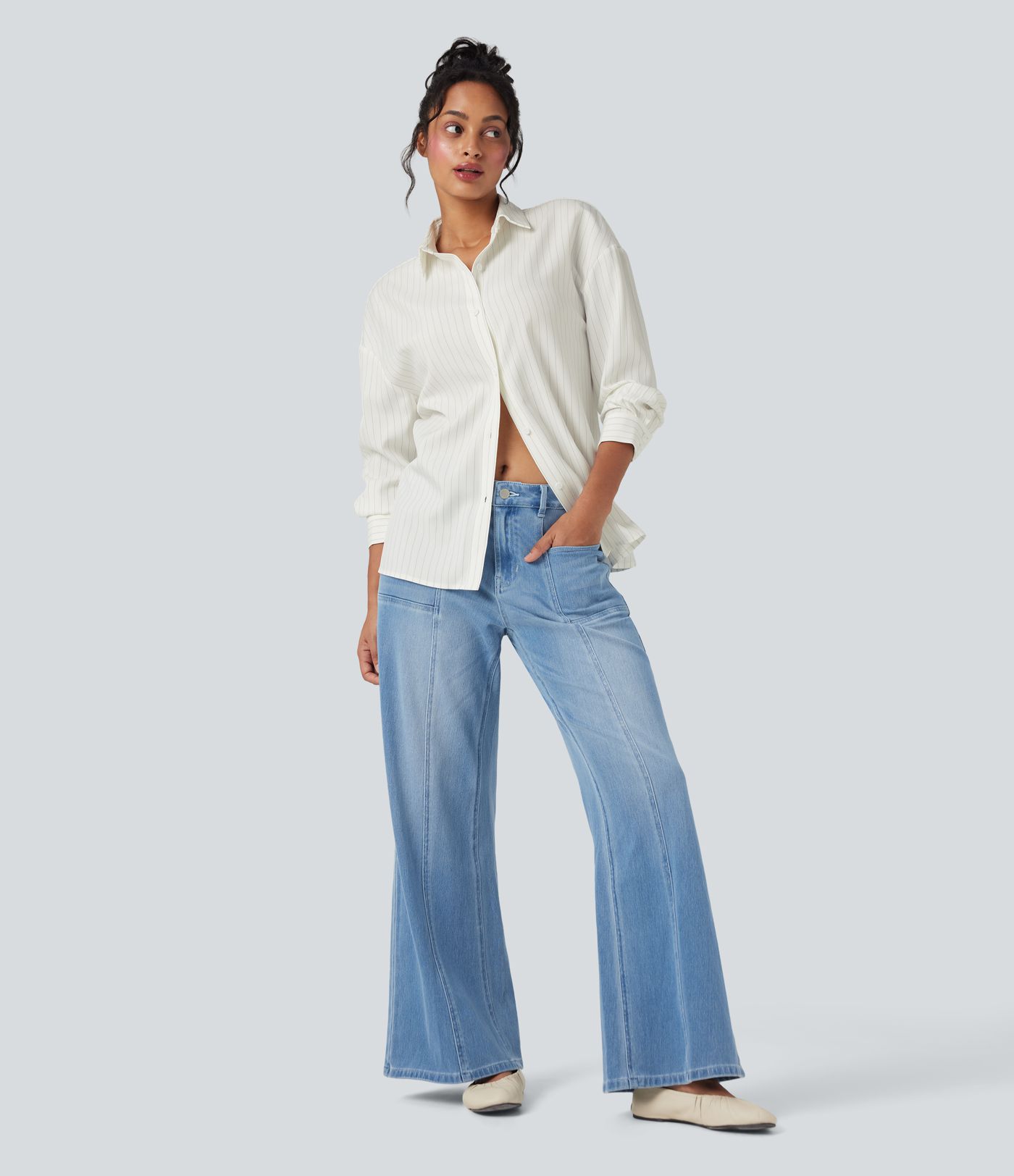 Long Sleeve Stripe Work Shirt