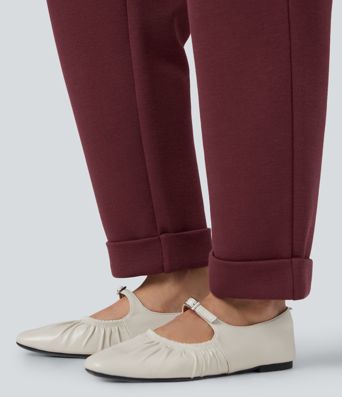 SpacerTek™ High Waisted Tapered Casual Trousers with Pockets