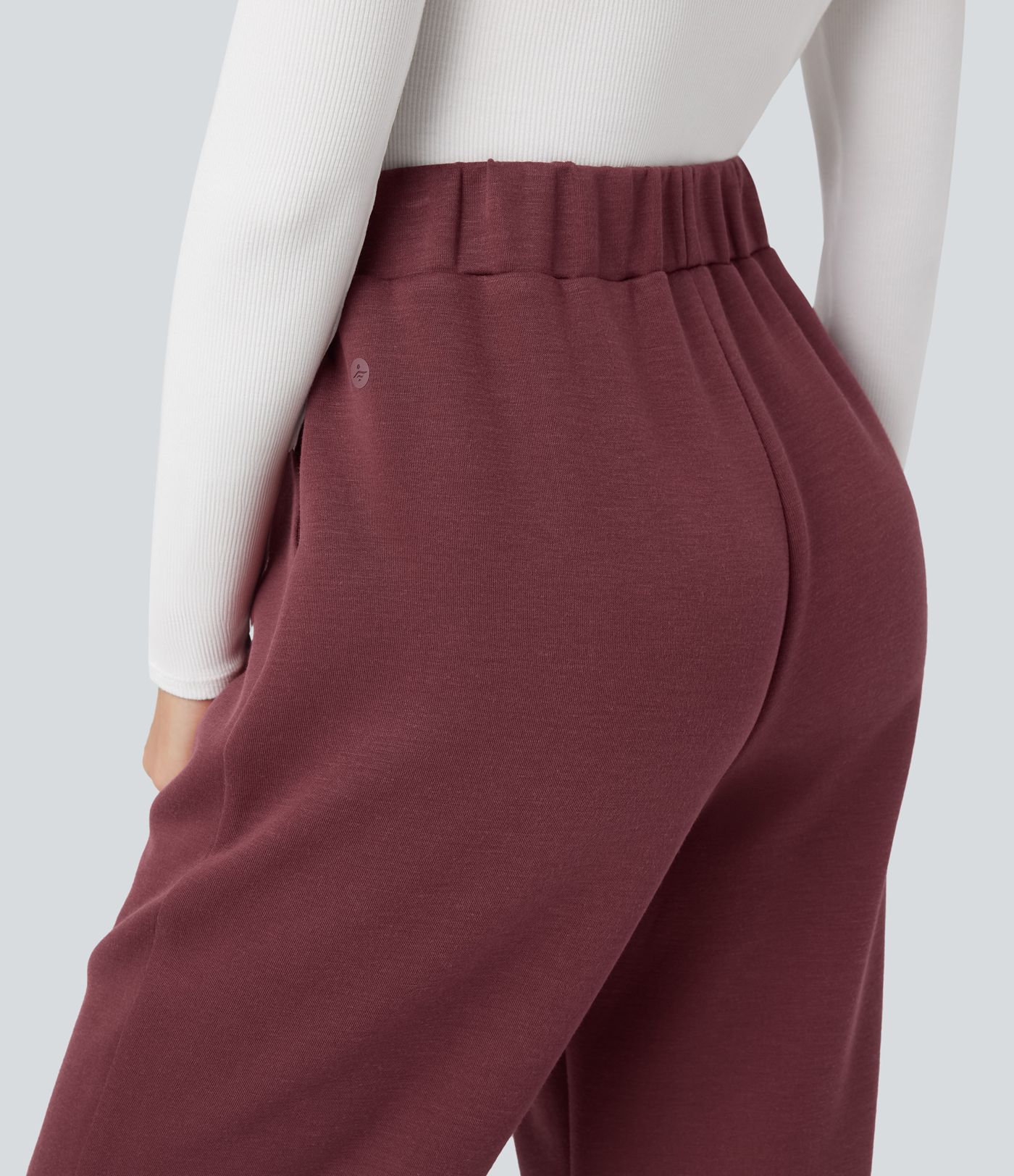 SpacerTek™ High Waisted Tapered Casual Trousers with Pockets