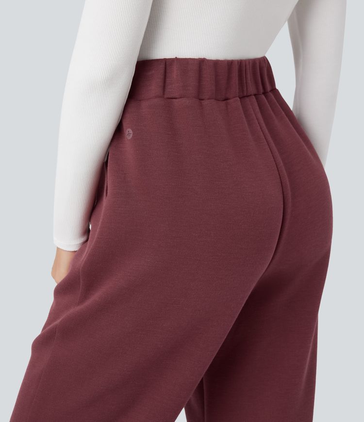 SpacerTek™ High Waisted Tapered Casual Trousers with Pockets