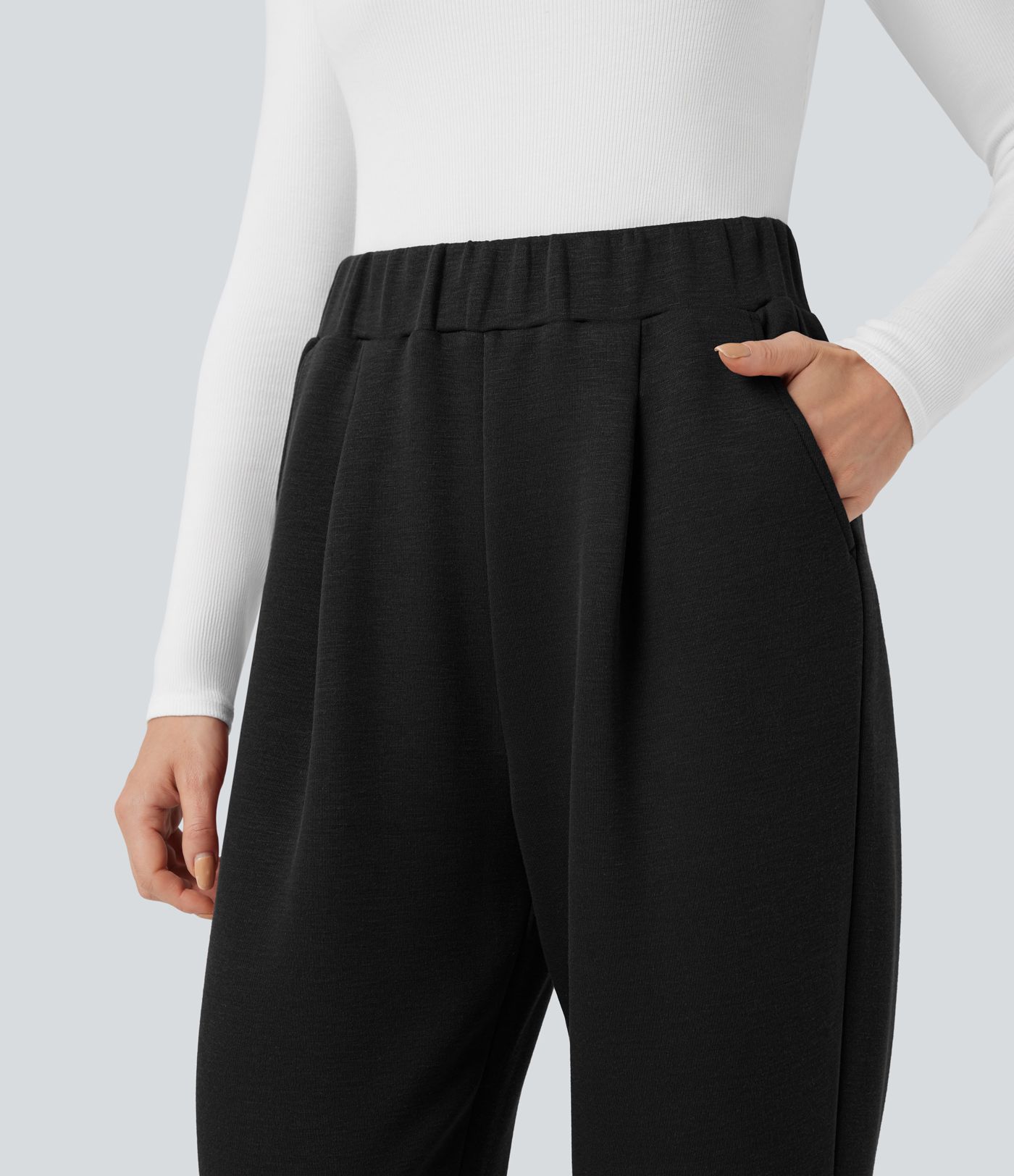 SpacerTek™ High Waisted Tapered Casual Pants with Pockets