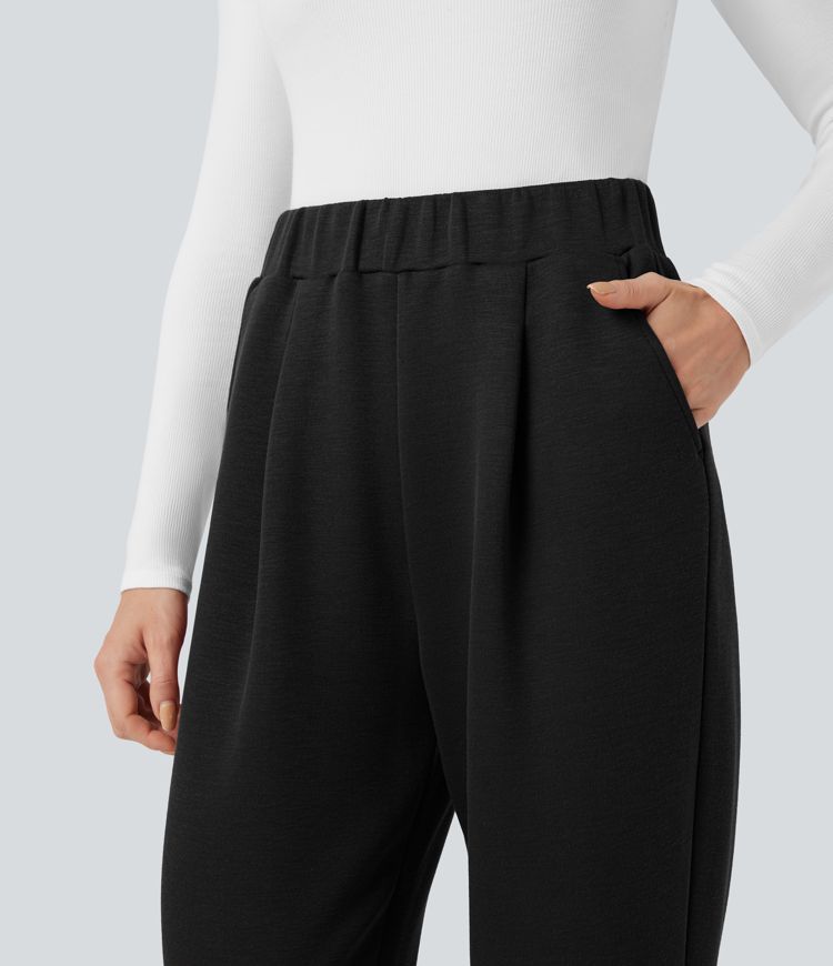 SpacerTek™ High Waisted Tapered Casual Pants with Pockets