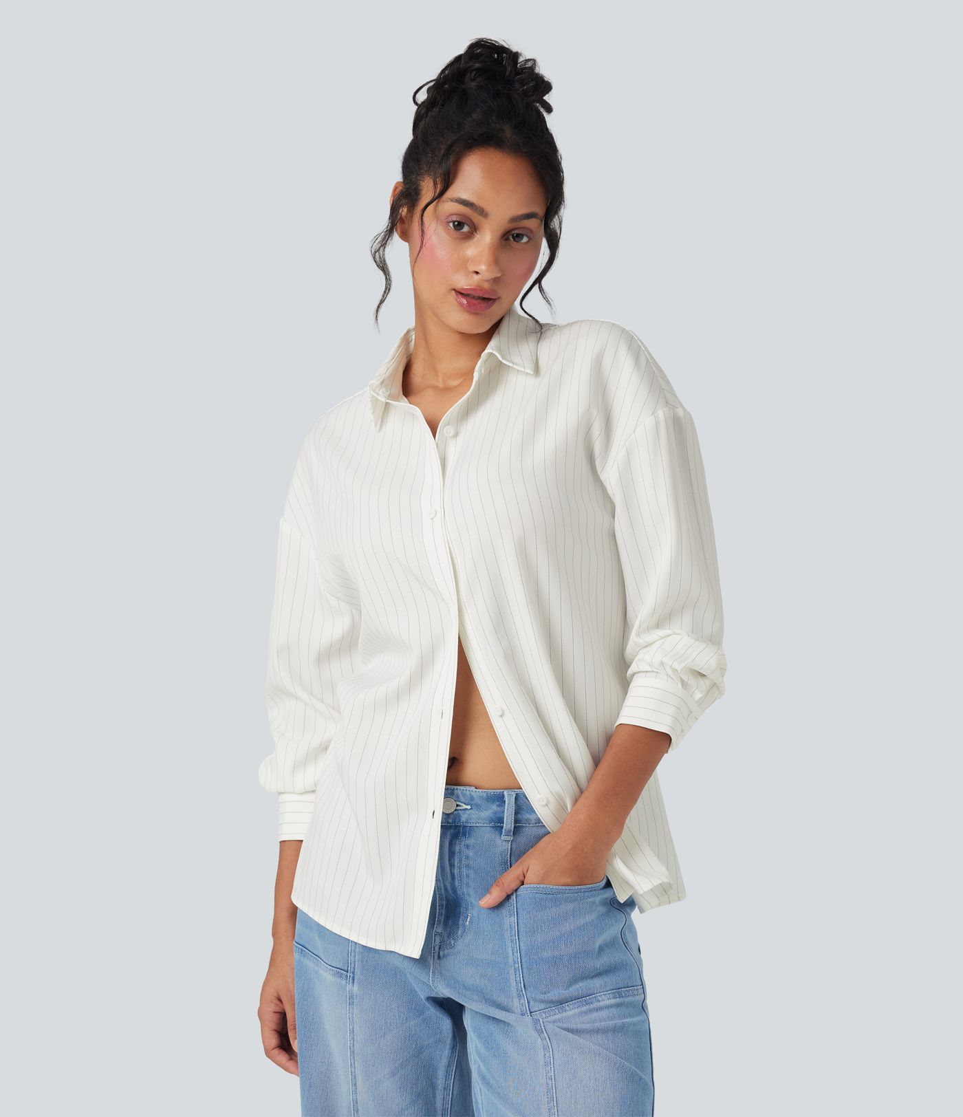 Long Sleeve Stripe Work Shirt