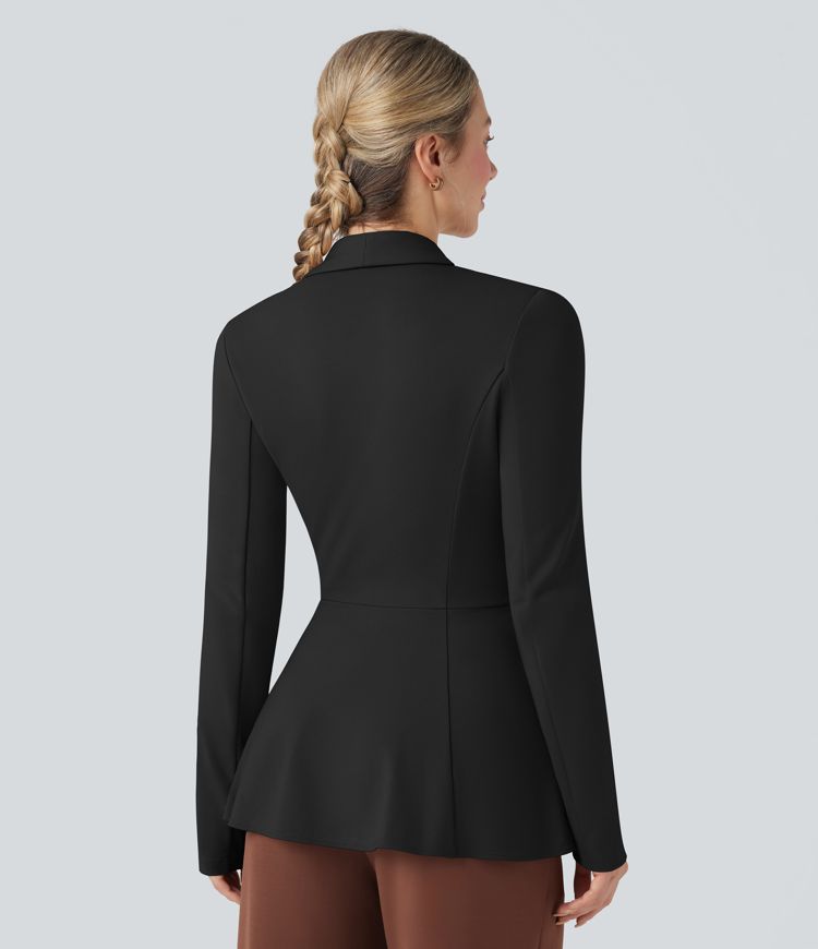 Halara Flex™ Shawl Collar Long Sleeve Ruffle Hem Work Coat