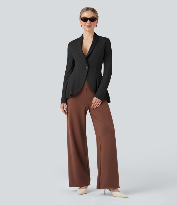 Halara Flex™ Shawl Collar Long Sleeve Ruffle Hem Work Coat