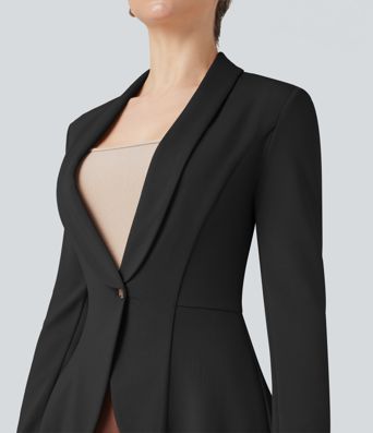 Halara Flex™ Shawl Collar Long Sleeve Ruffle Hem Work Coat