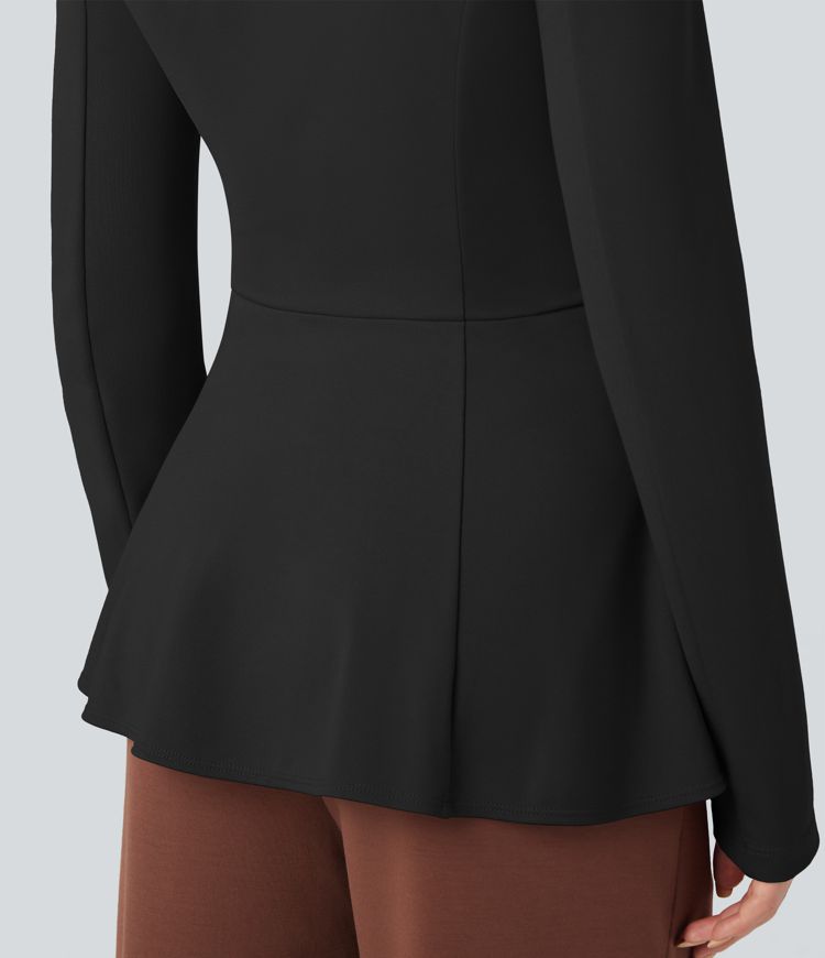 Halara Flex™ Shawl Collar Long Sleeve Ruffle Hem Work Coat