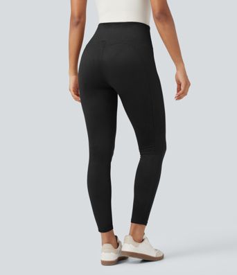 High Waisted Tummy Control Suede Casual 7/8 Leggings