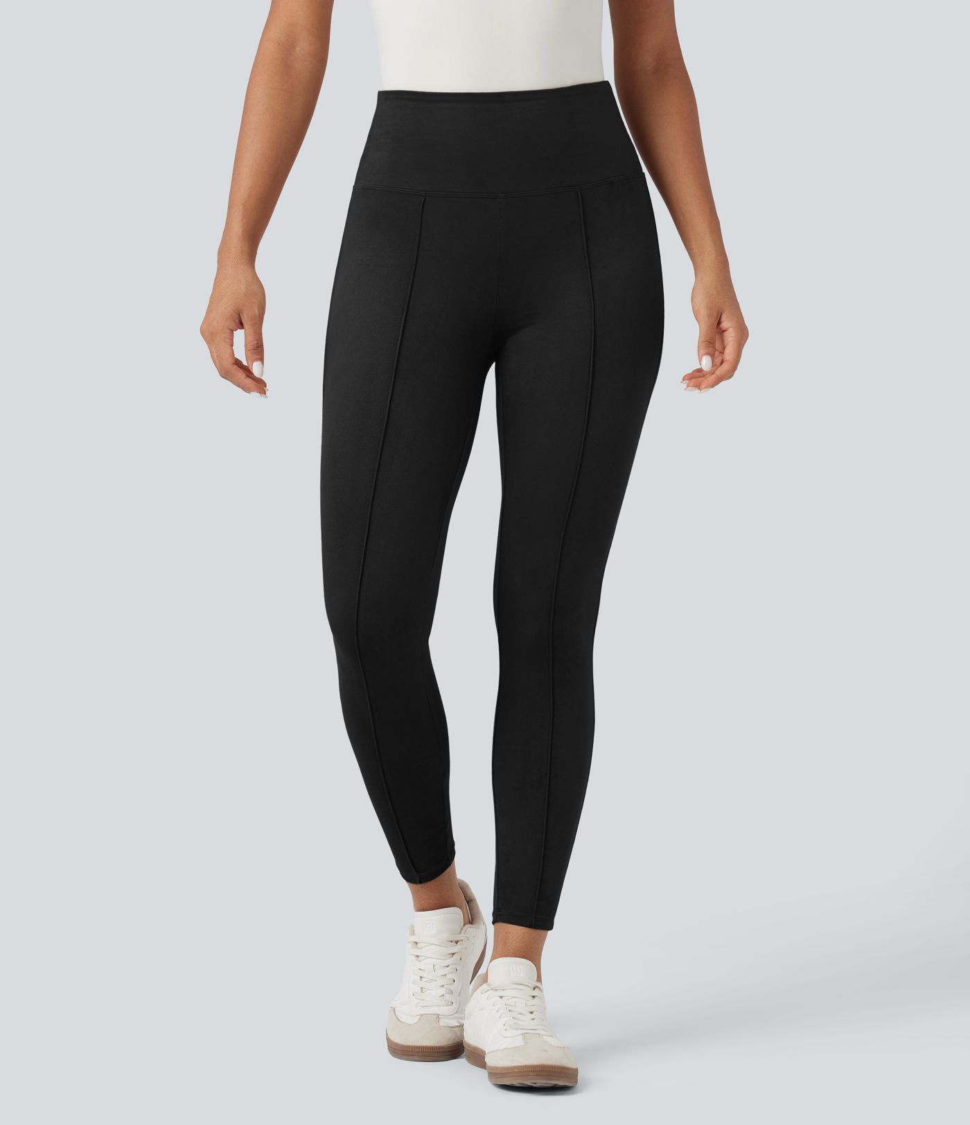 High Waisted Tummy Control Suede Casual 7/8 Leggings