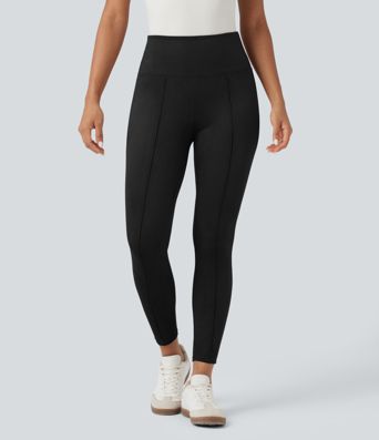 High Waisted Tummy Control Suede Casual 7/8 Leggings