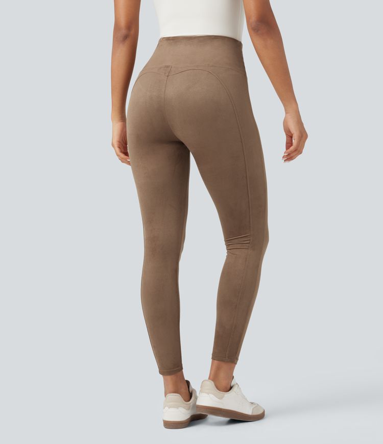 Legging 7/8 décontracté gainant taille haute effet daim