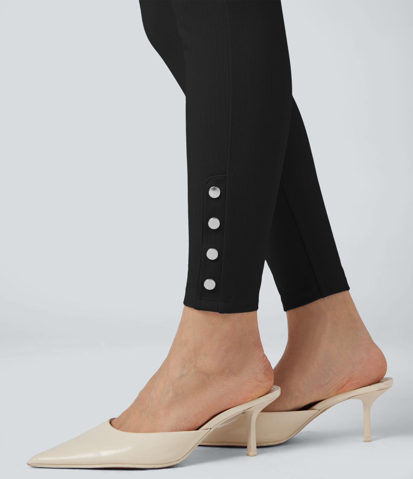 Halara Flex™ - Stoffhose mit hohem Bund, Gesäßtaschen, Bauchkontrolle und Fischgrätenmuster