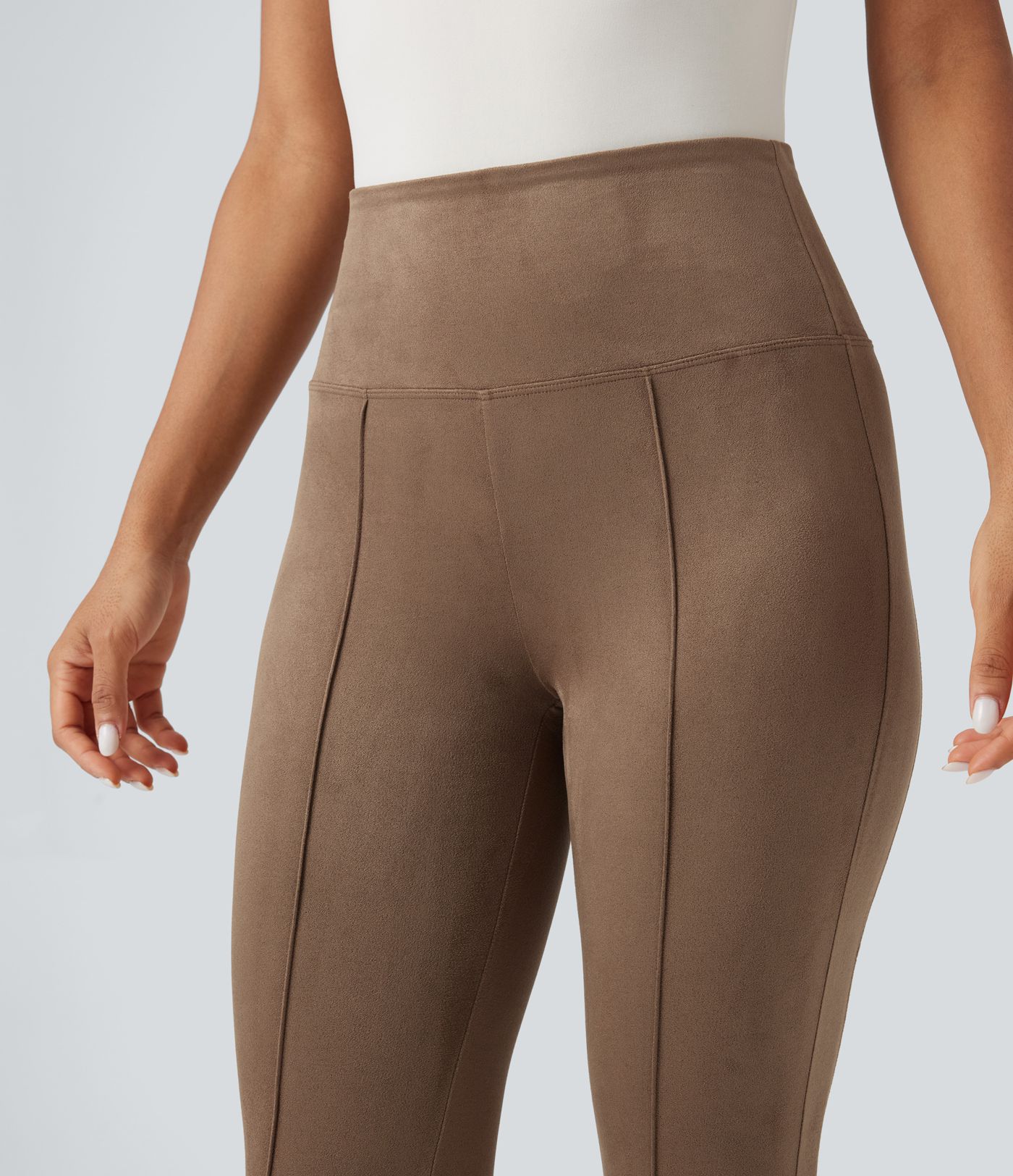 Legging 7/8 décontracté gainant taille haute effet daim