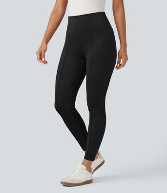 High Waisted Tummy Control Suede Casual 7/8 Leggings