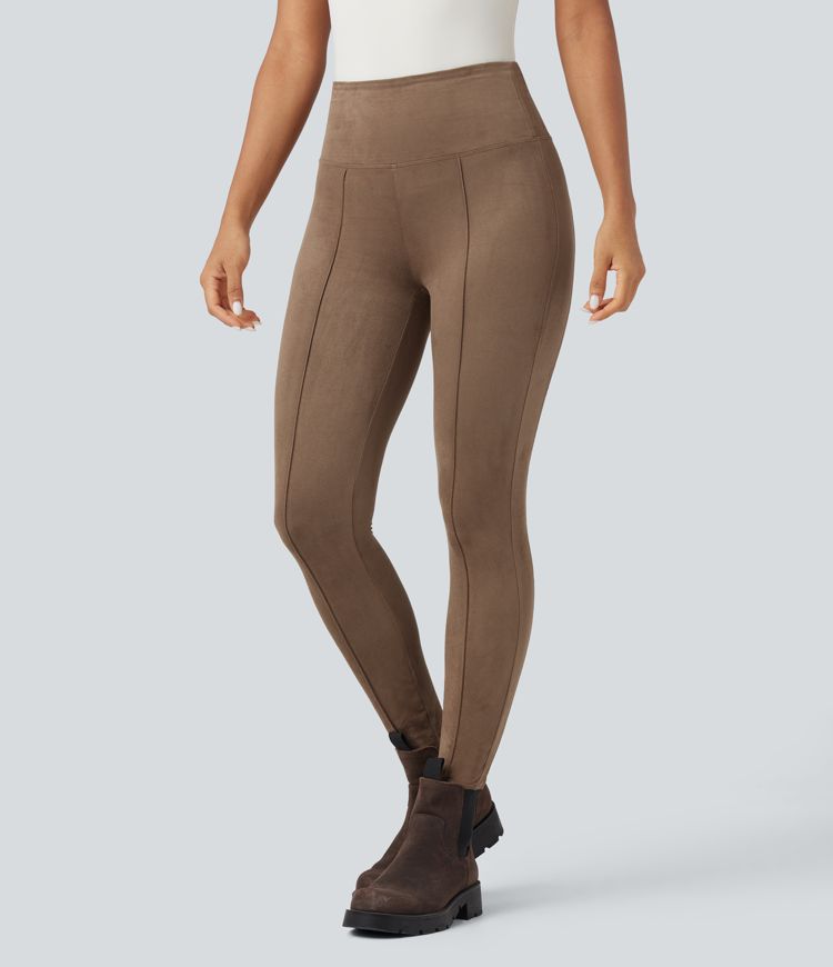 Legging 7/8 décontracté gainant taille haute effet daim
