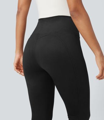 High Waisted Tummy Control Suede Casual 7/8 Leggings