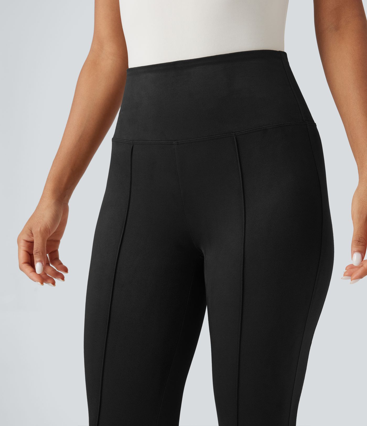 High Waisted Tummy Control Suede Casual 7/8 Leggings