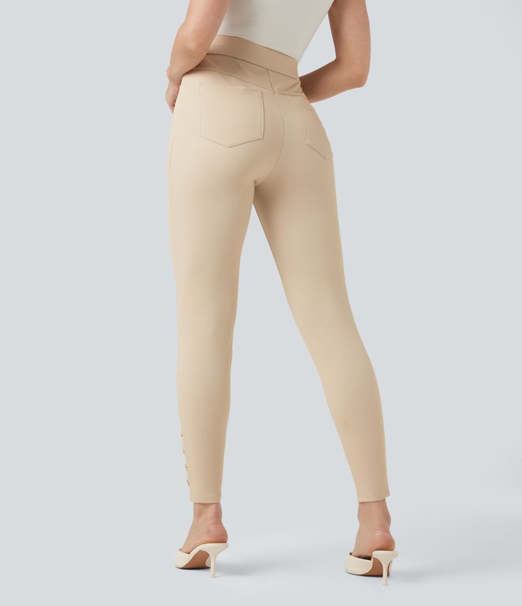 Halara Flex™ High Waisted Tummy Control Herringbone Work Skinny Pants with Pockets