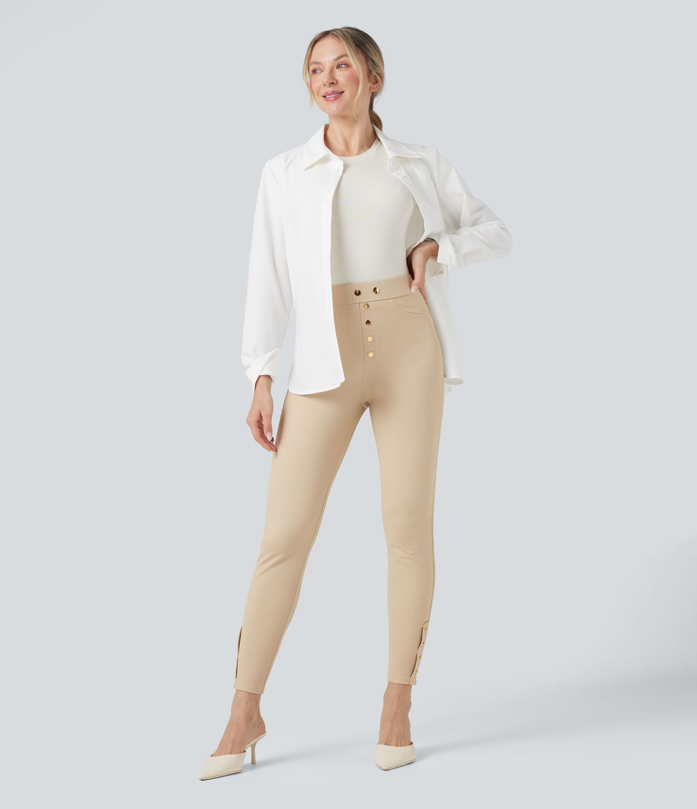 Pantalon tailleur skinny Halara Flex™ gainant taille haute chevrons avec poches