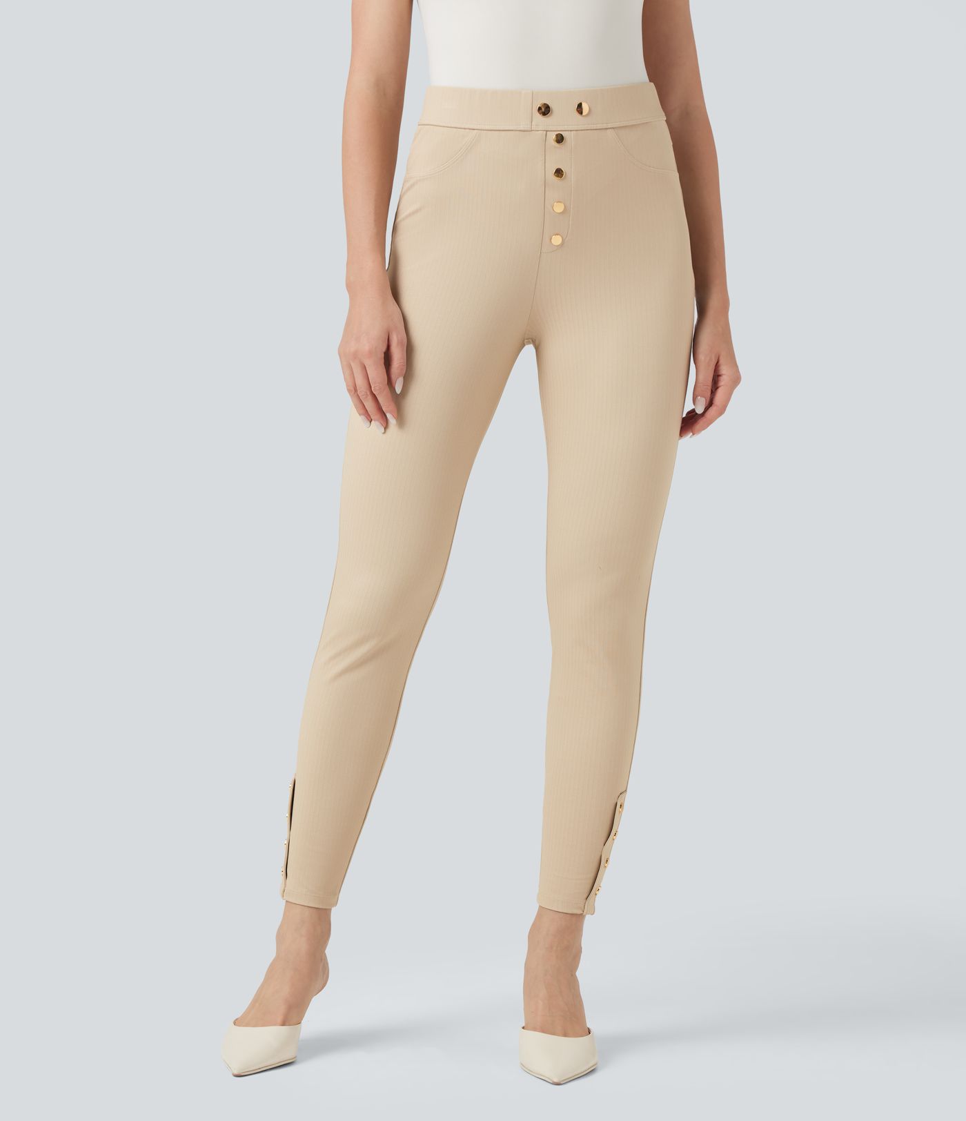 Halara Flex™ High Waisted Tummy Control Herringbone Work Skinny Pants with Pockets
