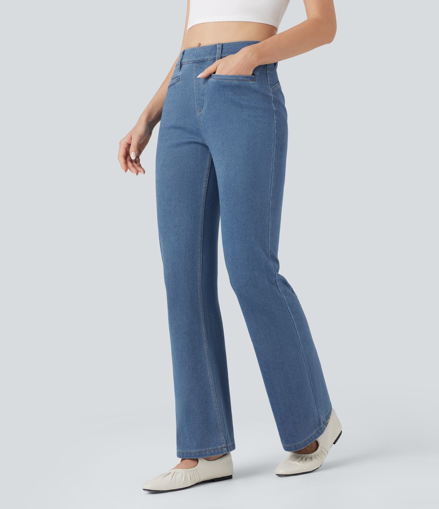 Halara Flex™ Denim Heat Mid Rise Casual Bootcut Leggings with Pockets
