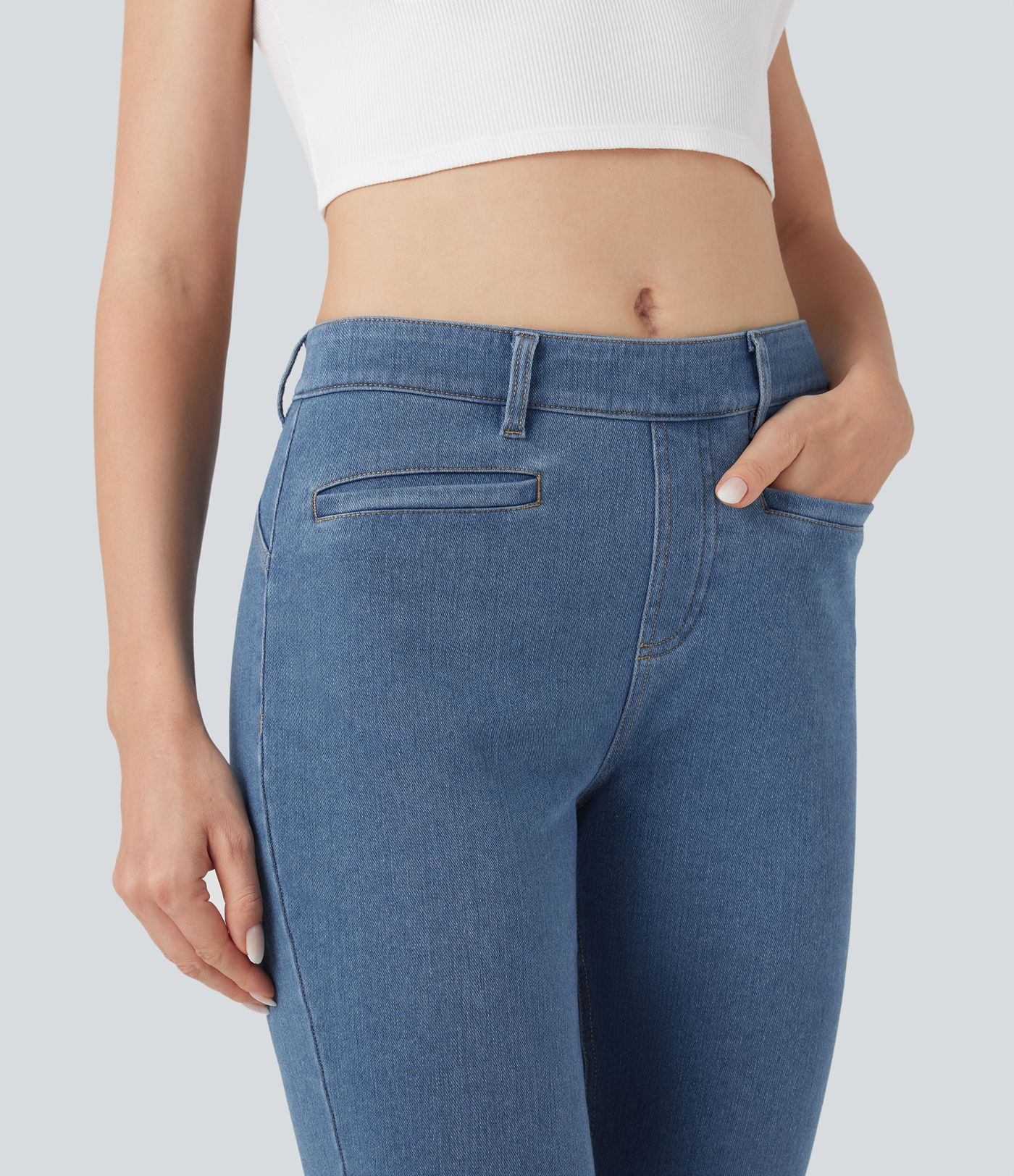 Halara Flex™ Denim Heat Mid Rise Casual Bootcut Leggings with Pockets