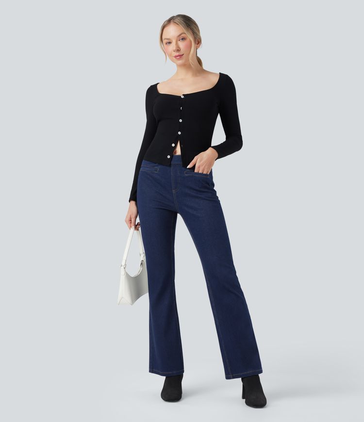 Legging denim bootcut Halara Flex™ taille mi-haute avec poches